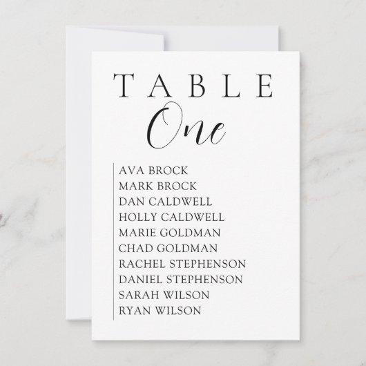 Invitation Graphique de table de sièges Serif de script (Devant)