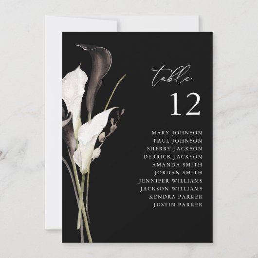 Invitation Graphique de table fleuri noir et blanc BL (Devant)