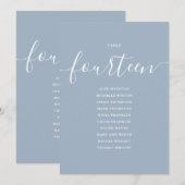 Invitation Graphique de table numéro 14 écriture bleu poussié (Devant / Derrière)