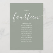 Invitation Graphique de table numéro 14 vert sauge écriture (Dos)