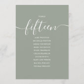 Invitation Graphique de table numéro 15 vert sauge écriture (Dos)