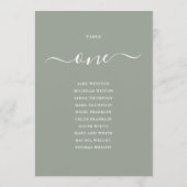 Invitation Graphique de table numéro 1 vert sauge écriture (Dos)