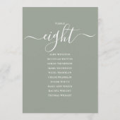 Invitation Graphique de table numéro 8 vert sauge écriture (Dos)