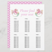 Invitation Graphique de table Sirène Rose Baby Shower (Devant / Derrière)