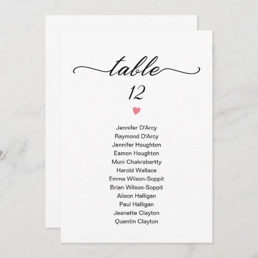 Invitation Graphique de tableau mariage individuel moderne ch (Devant / Derrière)