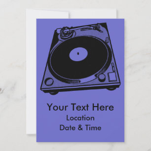 Invitation Graphique de Tourne-disque rétro en noir