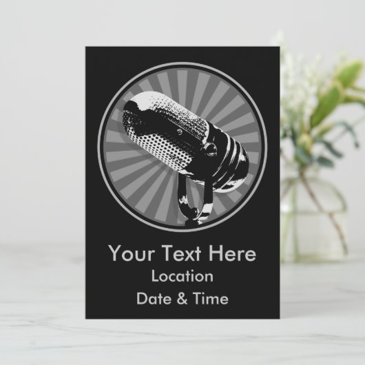 Invitation Graphique Microphone rétro (Debout devant)