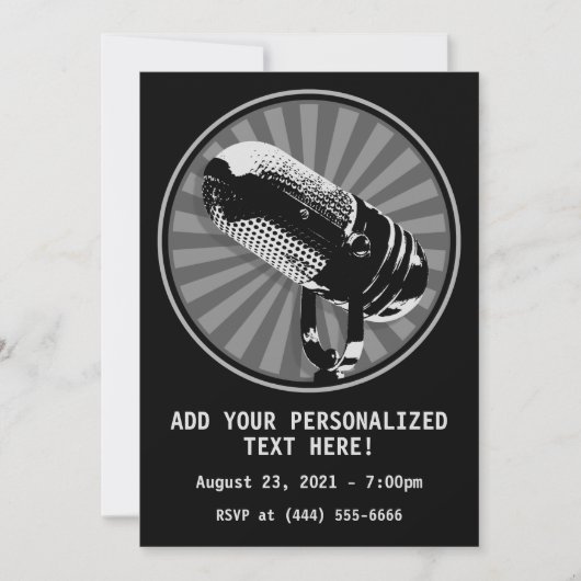 Invitation Graphique Microphone rétro (Devant)