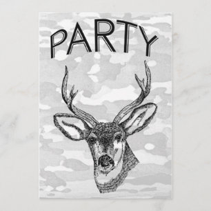 Invitation Graphique vintage de chasse de cerfs communs