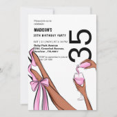 Invitation Graphisme de 35e anniversaire de fille de mode cla (Devant)