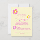 Invitation Graphisme de fleurs pour 2e anniversaire jaune ros (Dos)