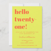 Invitation Graphisme Gras Anniversaire 21 Ans Chartreuse (Devant)