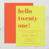 Invitation Graphisme Gras Anniversaire 21 Ans Chartreuse (Devant / Derrière)