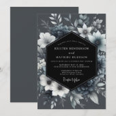 Invitation Graphite Ethereal Bloom Wedding (Devant / Derrière)