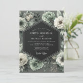 Invitation Graphite Mint Bloom Mariage (Debout devant)