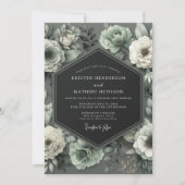 Invitation Graphite Mint Bloom Wedding (Devant)