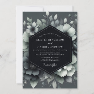 Invitation Graphite Ombrée Fleurie Mariage