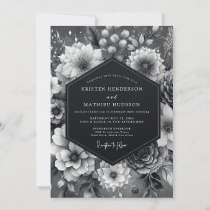 Invitation Graphite Somber Bloom Mariage