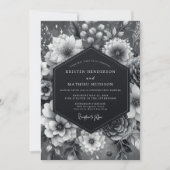 Invitation Graphite Somber Bloom Wedding (Devant)