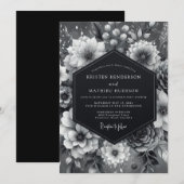 Invitation Graphite Somber Bloom Wedding (Devant / Derrière)