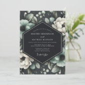 Invitation Graphite Viridian Flora Mariage (Debout devant)