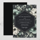 Invitation Graphite Viridian Flora Mariage (Devant / Derrière)