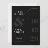 Invitation Gras Ampersand & Date Black & White Photo Mariage (Devant)