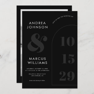 Invitation Gras Ampersand & Date Black & White Photo Mariage