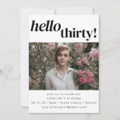Invitation Gras Amusant moderne blanc 30e anniversaire de la  (Devant)