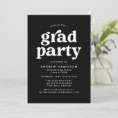 Invitation Gras Black Typography Photo Graduation Party (Debout devant)