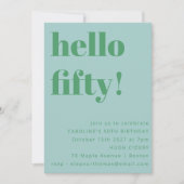 Invitation Gras Bleu clair mignon Simple moderne 50e annivers (Devant)