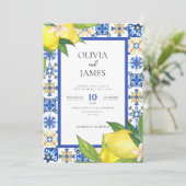 Invitation Gras Bleu Italien Positano Lemon (Debout devant)