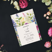 Invitation Gras Bohemian Colorful Fleur sauvage Mariage uniqu