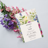 Invitation Gras Bohemian Colorful Fleur sauvage Mariage uniqu