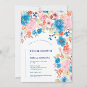Invitation Gras Boho bleu rose sauvage arc fleuri nuptiale (Devant)