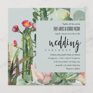 INVITATION GRAS BOHO ROSE FLORAL DESERT CACTI FOLIAGE MARIAGE