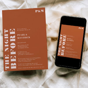 Invitation Gras boho terracotta dîner de répétition mariage