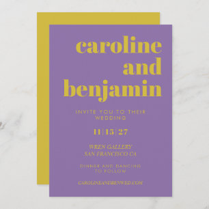 Invitation Gras brillant violet et jaune moderne Mariage Invi