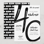 Invitation Gras Brush Stroke 40e anniversaire Surprise Party (Devant / Derrière)