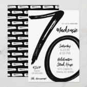 Invitation Gras Brush Stroke 70e anniversaire Surprise Party (Devant / Derrière)