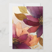 Invitation Gras Burgundy Plum Gold Floral Arch Mariage (Dos)