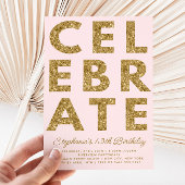 Invitation Gras CÉLÉBRER Parties scintillant or Anniversaire 