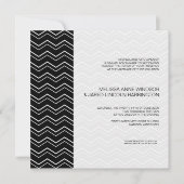 Invitation Gras Chevron Black and White Modern abordable (Devant)