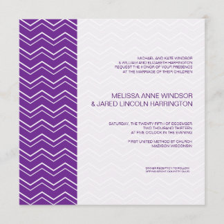 Invitation Gras Chevron Grille Purple Profond Abordable