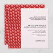 Invitation Gras Chevron Grille Rouge Moderne Abordable (Devant / Derrière)