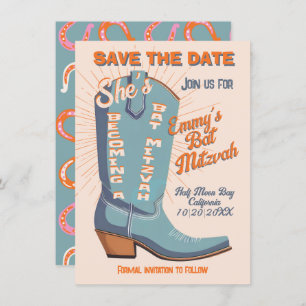 Invitation Gras Coloré Cowboy Bat mitzvah occidental