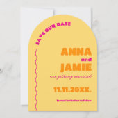 Invitation Gras Colorful Retro Arch Wedding Enregistrer la da (Devant)
