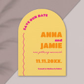 Invitation Gras Colorful Retro Arch Wedding Enregistrer la da