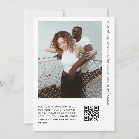 Invitation Gras Date géométrique minima Mariage de script mod (Dos)