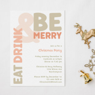 Invitation Gras De Noël Moderne Mangez Boire Et Soyez Joyeux 